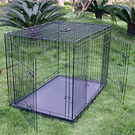 Cage de transport pliante pour chien - en mtal - Vivog - 2 portes - longueur 93cm - largeur 57,5cm - hauteur 65cm