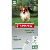 Pipettes antiparasitaires - chien entre 1,5 et 4 kg - Advantix