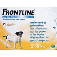 Pipettes antiparasitaires - Frontline Spot On - chiens 2 à 10kg