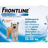 Pipettes antiparasitaires - Frontline Spot On - chiens 10 à 20kg