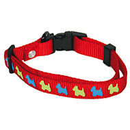 Dog collar - red dog motifs