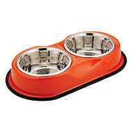 Non slip stand + 2 bowls for dog - Orange - Vivog