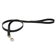 Black leather lead for dogs - Coupe franc riveted