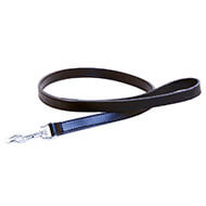 Black leather lead for dogs - double thickness