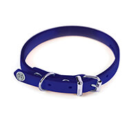 Blue leather dog collar - classic colored leather
