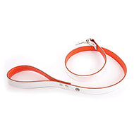 Allure leash in White/Orange leather - L.100 x W.1,9 cm