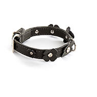 Grey leather collar for dog - Clover leather right