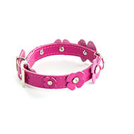 Fuchsia leather collar for dog - Clover leather right