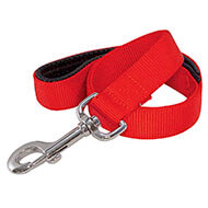Dog lead - Comfort metal chain  - with padded handle - for large dog - Red