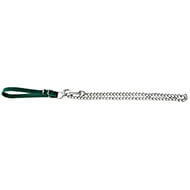 Dog chain lead with handle leather - green