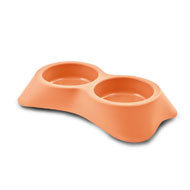 Plastic double bowl for dog - melon