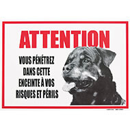 Panel, dog guard plate - Attention Shepherd Rottweiler (French)