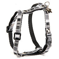 Dog harness - Black & White rhinestone