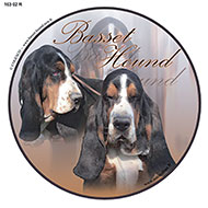 Basset Hound sticker, diam. 15cm