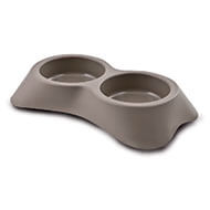 Plastic double bowl for dog - taupe