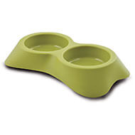 Plastic double bowl for dog - green