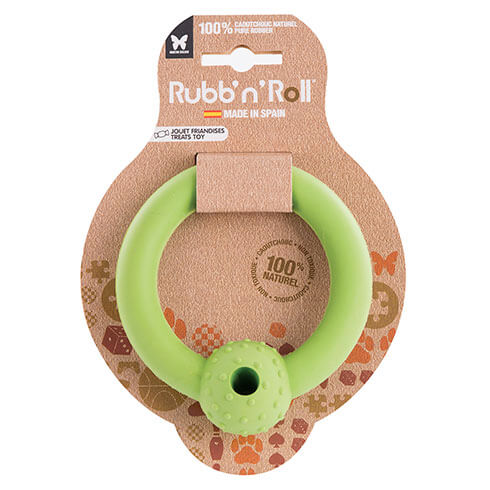 Jouet Rubb'n'Roll spécial friandise - anneau vert - 10,5 cm