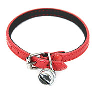 Collier chat cuir rouge