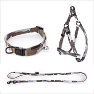 Cat lead collar and harness - grey camouflage collection