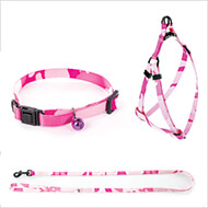Cat lead collar and harness - pink camouflage collection