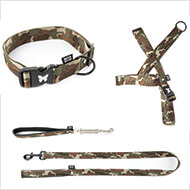 Dog lead collar and harness - brown camouflage collection