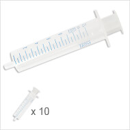 Set of 10 single use syringe to realise injections